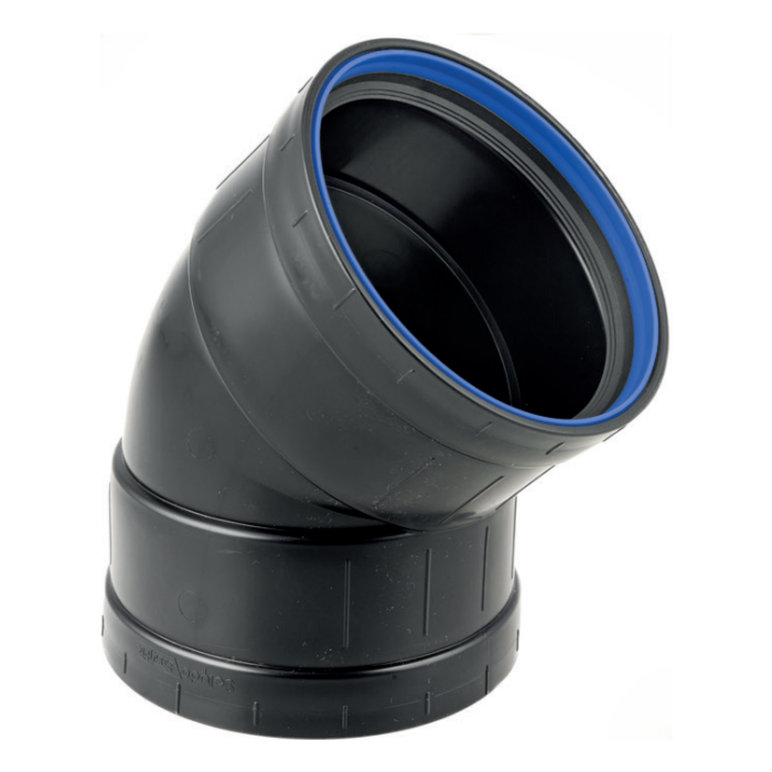 PP bocht zwart 2 x manchet 110 mm 45°